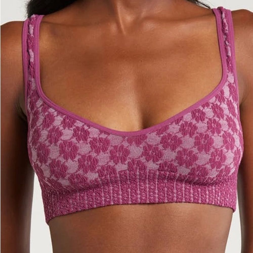 Free People Pink Floral Knit Bralette